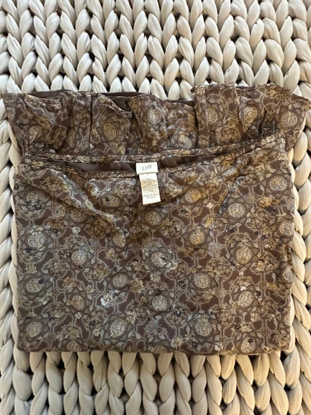 J.Jill Brown Boho Pattern Skirt | Size L | Flowy Midi | Lined - Picture 8 of 11